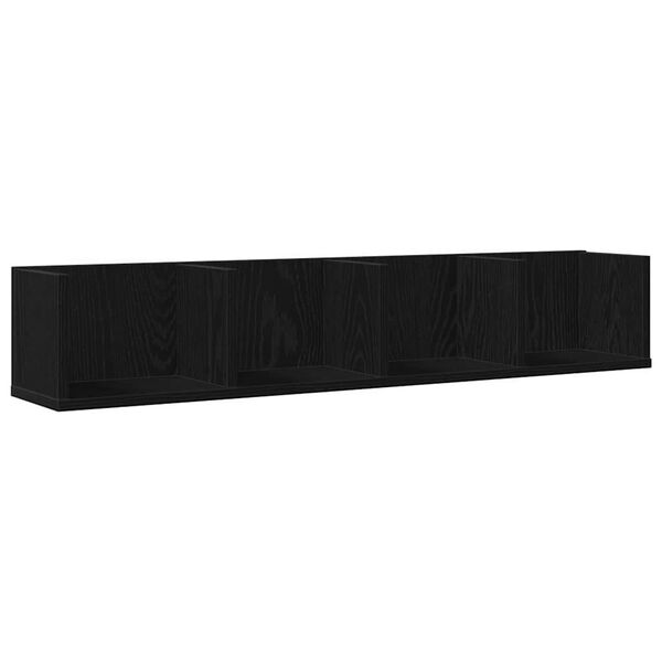 vidaXL Wall Shelf Black Oak 39.37 x 7.09 x 7.09 in Engineered Wood