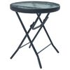 vidaXL Bistro Table Black and Transparent Powder-Coated Steel, Glass Small