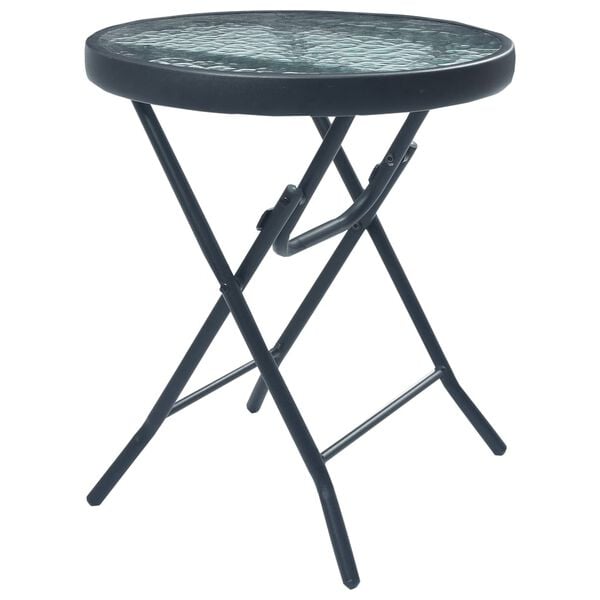 vidaXL Bistro Table Black and Transparent Powder-Coated Steel, Glass Small