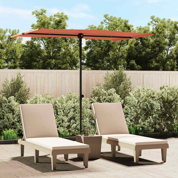 vidaXL Garden Parasol Terracotta Polyester, Aluminum Medium
