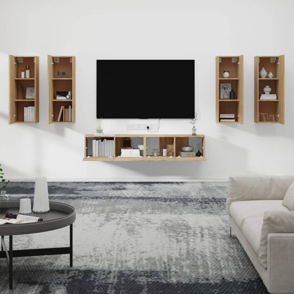 vidaXL TV Cabinet Set Set of 6 Sonoma Oak Engineered Wood Medium