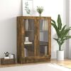 vidaXL Vitrine Cabinet Smoked Oak Engineered wood, glass Medium