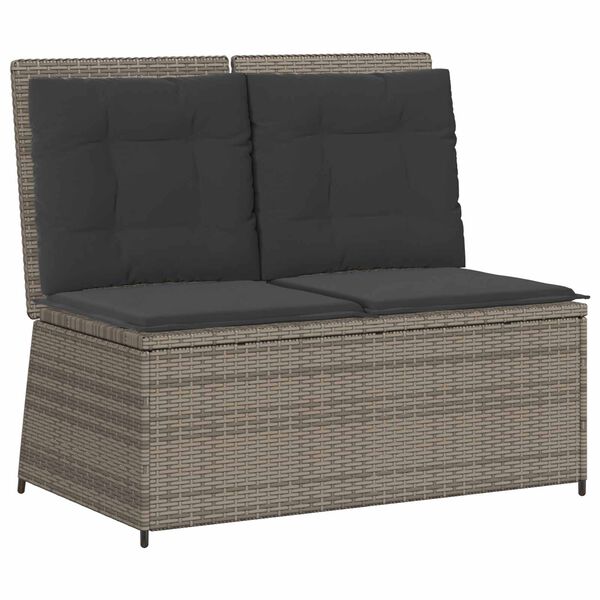 vidaXL Garden Bench with Cushion Gray Poly rattan