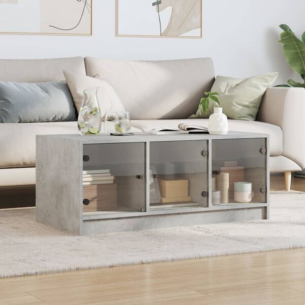 vidaXL Coffee Table Concrete Gray Engineered Wood, Glass Large