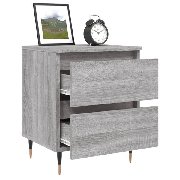 vidaXL Bedside Cabinet Grey Sonoma Engineered wood, Iron Small Storage