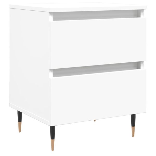 vidaXL Bedside Cabinet White Engineered wood, Iron 15.7x13.8x19.7 in