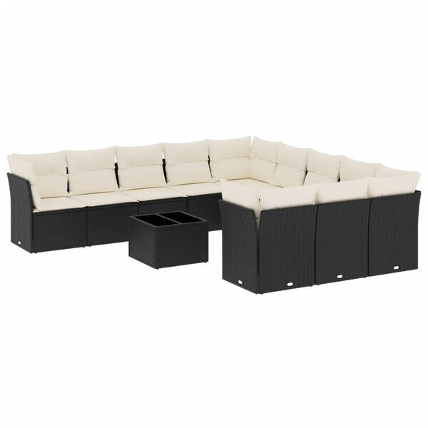 vidaXL Garden Sofa Set Black and Cream