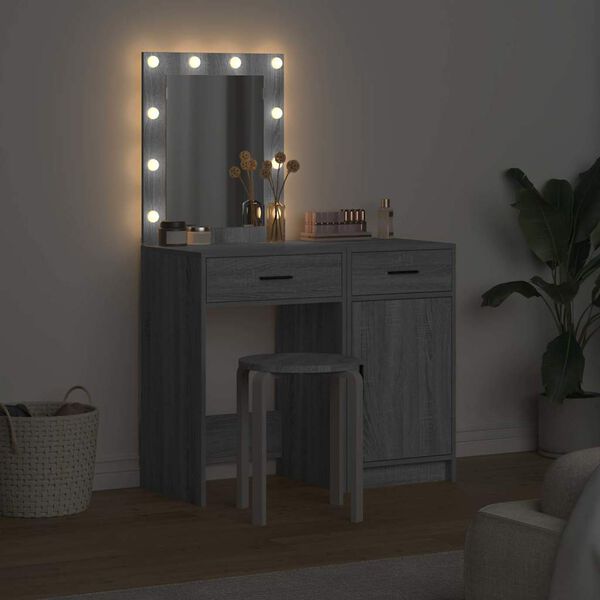 vidaXL Dressing Table 2 pcs Gray 50 x 41 x 135 cm Engineered wood