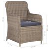 vidaXL Dining Set Brown and dark gray PE rattan, glass, powder-coated steel