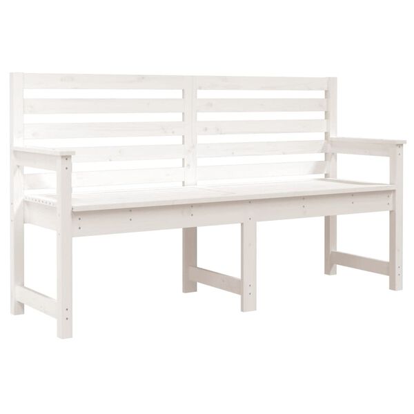 vidaXL Garden Bench White Solid pine wood Large Durable Garden Bench
