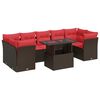 vidaXL 8 Piece Patio Sofa Set with Cushions Brown Poly Rattan Acacia