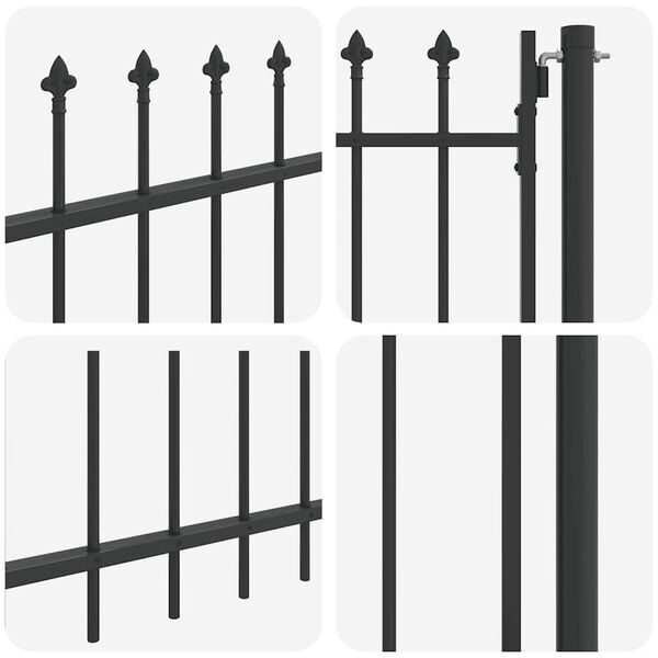 vidaXL Fence Gate Gray 39.4" x 98.4" Powder-coated steel