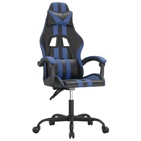 vidaXL Gaming Chair Black and Blue Faux Leather