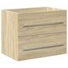 vidaXL Bathroom Furniture Set Sonoma oak and white Engineered wood, Ceramic