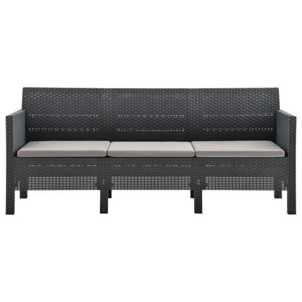 vidaXL Garden Sofa Anthracite Polypropylene with rattan look Standard size
