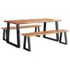 vidaXL Dining Set Natural wood Solid Acacia wood Large Durable