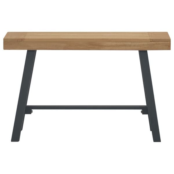 vidaXL Bench Brown and Black Solid Teak Wood 31.5 in Durable Bench