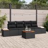vidaXL Garden Sofa Set with Cushion 5 pcs Black Poly rattan