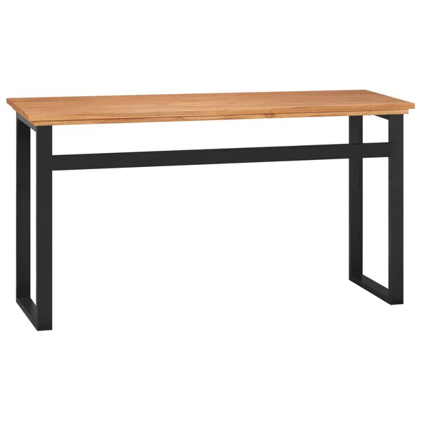 vidaXL Desk Natural teak, Black Solid teak wood Medium Desk