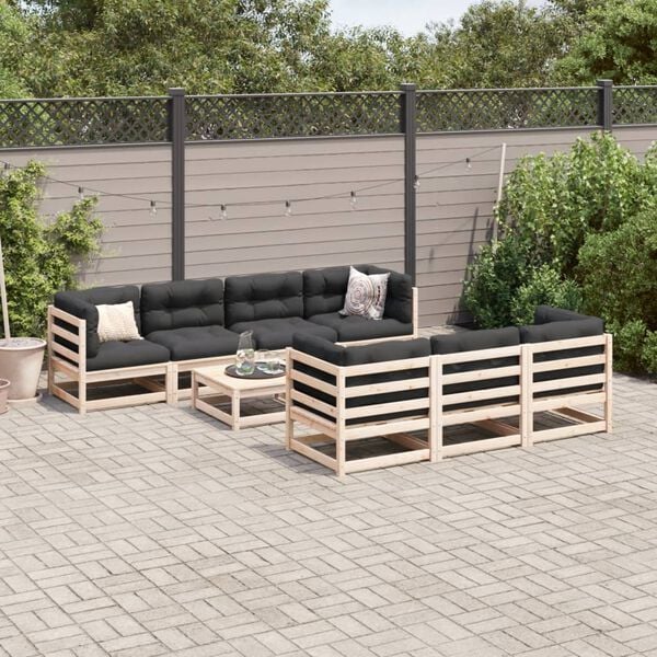 vidaXL Garden Sofa Set Natural wood Solid pine wood Large Modular