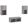 vidaXL 4 Piece TV Wall Stands with LED Lights Gray Sonoma