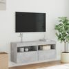 vidaXL TV Wall Stand with LED Lights Concrete Gray 39.4"x11.8"x15.7"