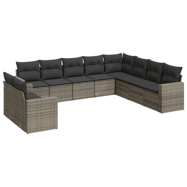 vidaXL Garden Sofa Set Gray PE rattan, Powder-coated steel Large Modular