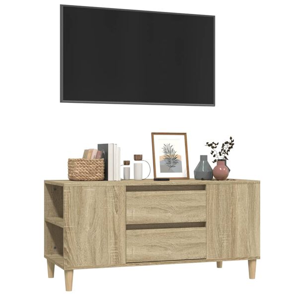 vidaXL TV Cabinet Sonoma oak Engineered wood, solid eucalyptus wood Medium