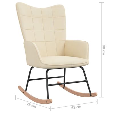 vidaXL Rocking Chair with a Stool Cream Fabric