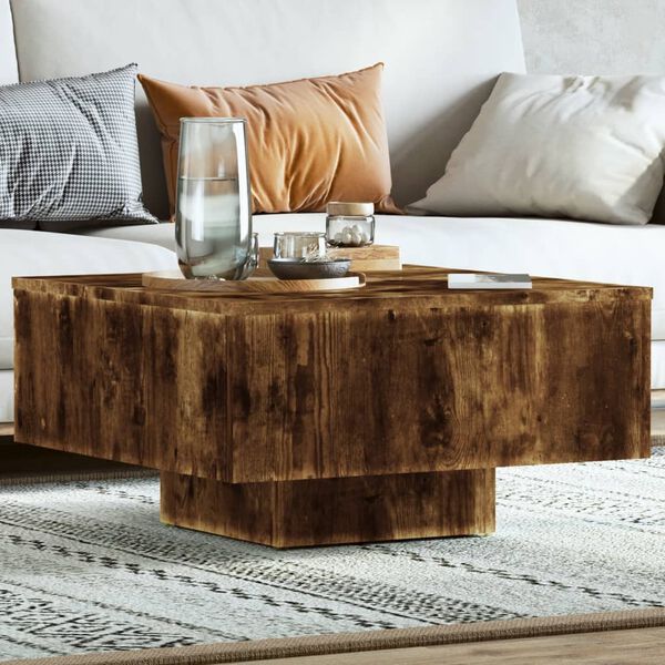 vidaXL Coffee Table Smoked Oak Engineered Wood 23.6x23.6 in Durable