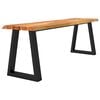 vidaXL Bench Natural Wood and Black Solid Acacia Wood, Powder-Coated Steel