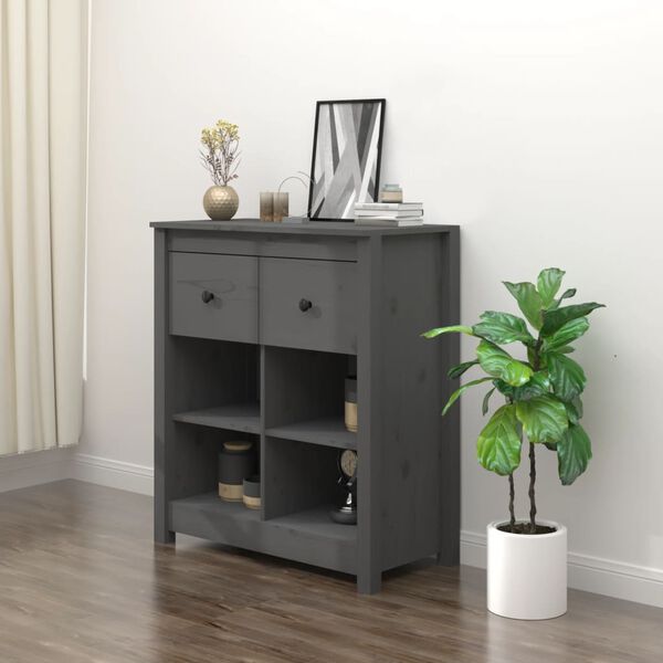 vidaXL Sideboard Grey Solid pine wood 27.6x13.8x31.5 in Sideboard