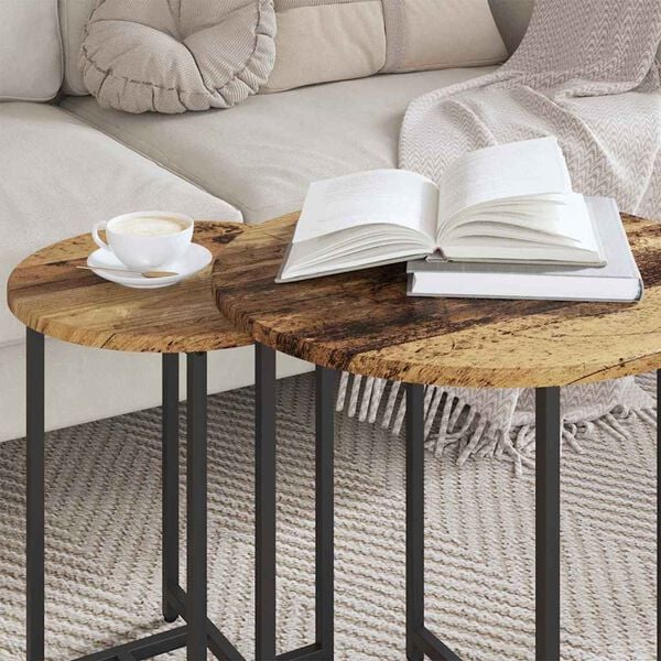 vidaXL Side Table Set 2 pcs Old Wood and Black