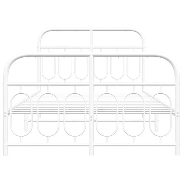 vidaXL Bed Frame White Steel Small Double Bed Frame Rectangular