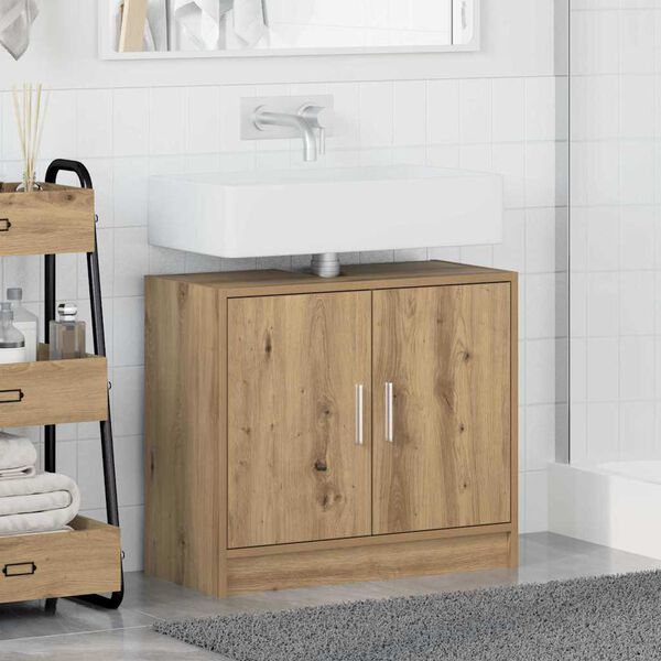 vidaXL Bathroom Cabinet with Door Artisan Oak 24.80 x 11.42 x 21.65 in
