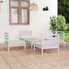 vidaXL 5 Piece Patio Lounge Set White Solid Pinewood