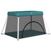 vidaXL Baby Playpen with Mattress Green Linen Fabric