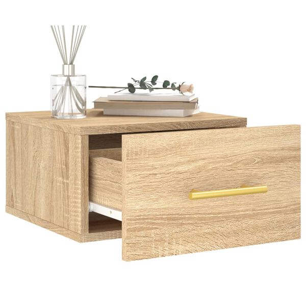 vidaXL Wall-mounted Bedside Cabinet Set of 2 Sonoma oak Engineered wood