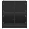 vidaXL Side Cabinet Black Engineered wood, glass 26.8 x 14.6 x 29.7 in