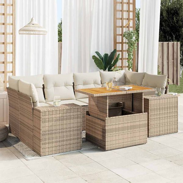 vidaXL Garden Sofa Set Beige