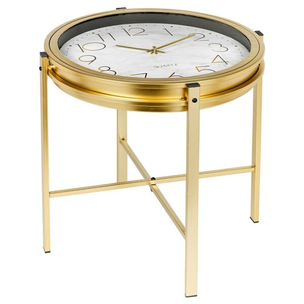 Home & Styling Side Table Gold Metal Medium Clock Side Table Round