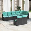 vidaXL Sofa Set 8 pcs Black Poly Rattan