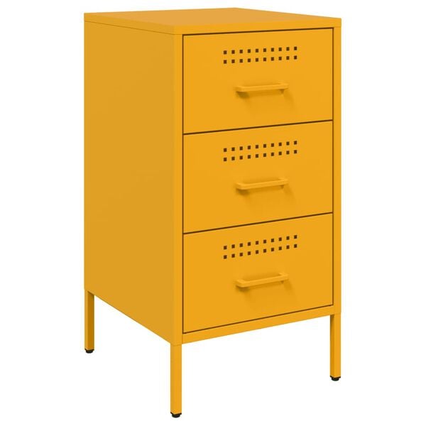 vidaXL Bedside Cabinet Mustard Yellow Cold-rolled Steel Industrial