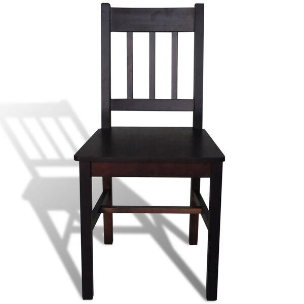 vidaXL Dining Chair Set of 6 Dark Brown Solid Pine Wood Standard