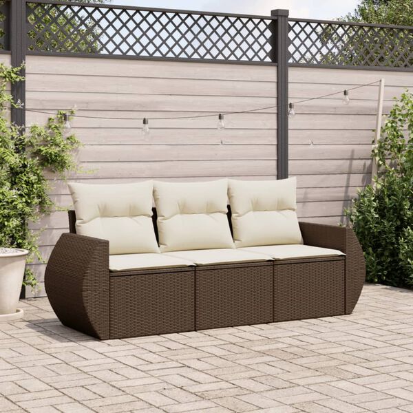 vidaXL Garden Sofa Set Brown, Cream white