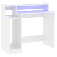 vidaXL Desk with LED Lights White 38.2"x17.7"x35.4" Engineered Wood