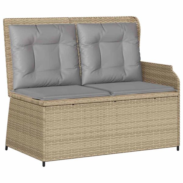 vidaXL Patio Lounge Set Beige and brown with light grey cushions PE rattan