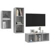 vidaXL TV Cabinet Set Concrete Gray Engineered Wood TV Cabinet Set