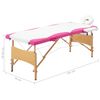 vidaXL Foldable Massage Table 2 Zones Wood White and Pink