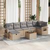 vidaXL Garden Sofa Set Beige PE rattan Large Adjustable Feet